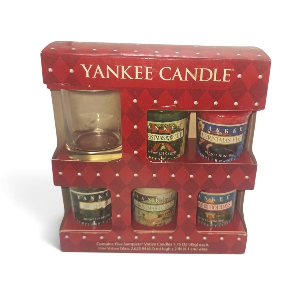 Yankee Candle Holiday Votive Gift Set 5 Candles & 1 Holder 2006 Vintage NEW